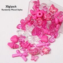 30g Cuentas de acrílico de forma de corazón, lazo y espaciadoras de colores aleatorios para hacer pulseras, cadenas de teléfono móvil, pendientes y accesorios de joyería artesanal - Cuentas mixtas de 6-30 mm - Ver 18