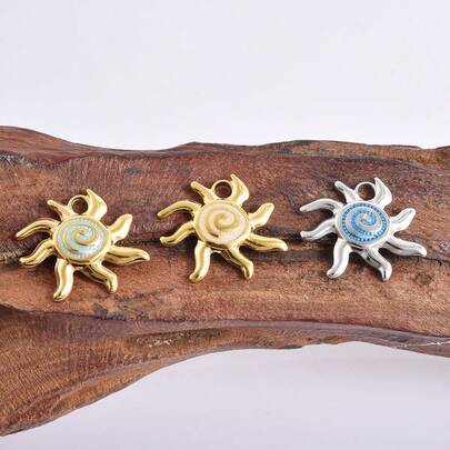 1 Stück/3 Stück exquisiter Luxus 304 Edelstahl vakuumbeschichteter goldener/silberner sonnenförmiger Anhänger, geeignet für DIY Schmuckherstellung, Halskette, Armband, Ohrring Accessoires