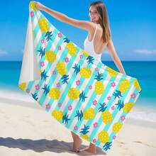 1 Stück Strandtuch mit Ananas-Streifenmuster, super saugfähig und schnelltrocknend für Schwimmen, weich und leicht als Stranddecke, ideal für Strand, Schwimmen, Outdoor-Camping-Reisen, unverzichtbares Strandaccessoire - Verschiedenfarbig - Übersicht 4