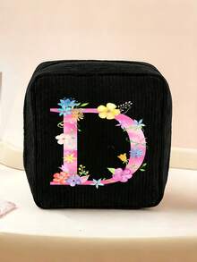 1 Stück Kordstoff minimalistische Reise-Make-up-Tasche, tragbare multifunktionale Aufbewahrungstasche, große Kapazität Damenhygiene-Tasche, neue verdickte Damenhygiene-Aufbewahrungstasche, Menstruationspads-Aufbewahrungstasche, geeignet für den täglichen Gebrauch, Urlaub, Aufbewahrung, Reisen, kann als Geburtstagsgeschenk, Weihnachtsgeschenk, Halloween-Geschenk, Muttertagsgeschenk für Familie, Mutter, Schwester, Freundin verwendet werden - Schwarz - Übersicht 9