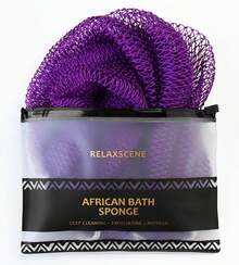 African Net Sponge Authentic - Exfoliating Back Scrub Bath Sponge With Knots - Afro Scrub Body Scrubber Exfoliator Washcloth - African Body Care Daily Use Shower Essentials - Purple - View 1