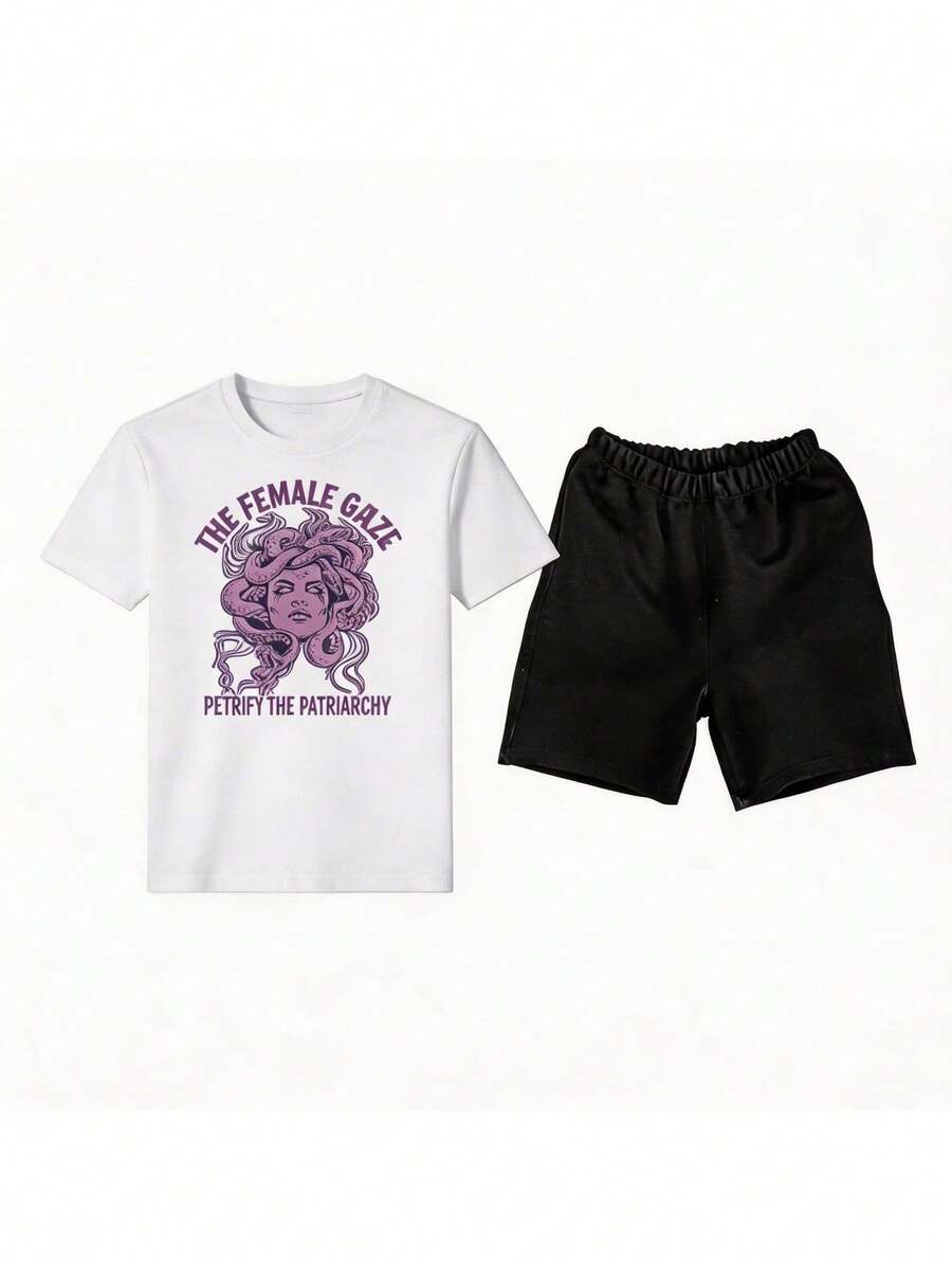 Men T-Shirt Co-Ords - 白色2 - 查看 1