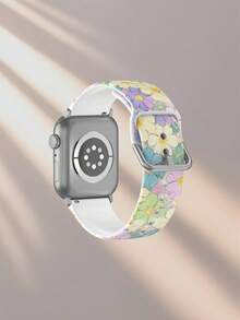 Cinturino per orologio in silicone con motivo floreale colorato compatibile con Apple Watch 38mm 40mm 41mm 42mm 44mm 45mm 49mm, adatto per serie Ultra/11/10/SE/9/8/7/6/5/4/3/2/1 - Multicolore - Visualizzare 2