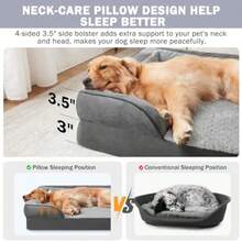INVENHO Cama ortopédica para perros extra grandes sofá cama impermeable XXL para perros sofá cama de espuma para perros con funda extraíble lavable forro impermeable y parte inferior antideslizante - XXL 48 x 35 x 6,5 - Ver 5