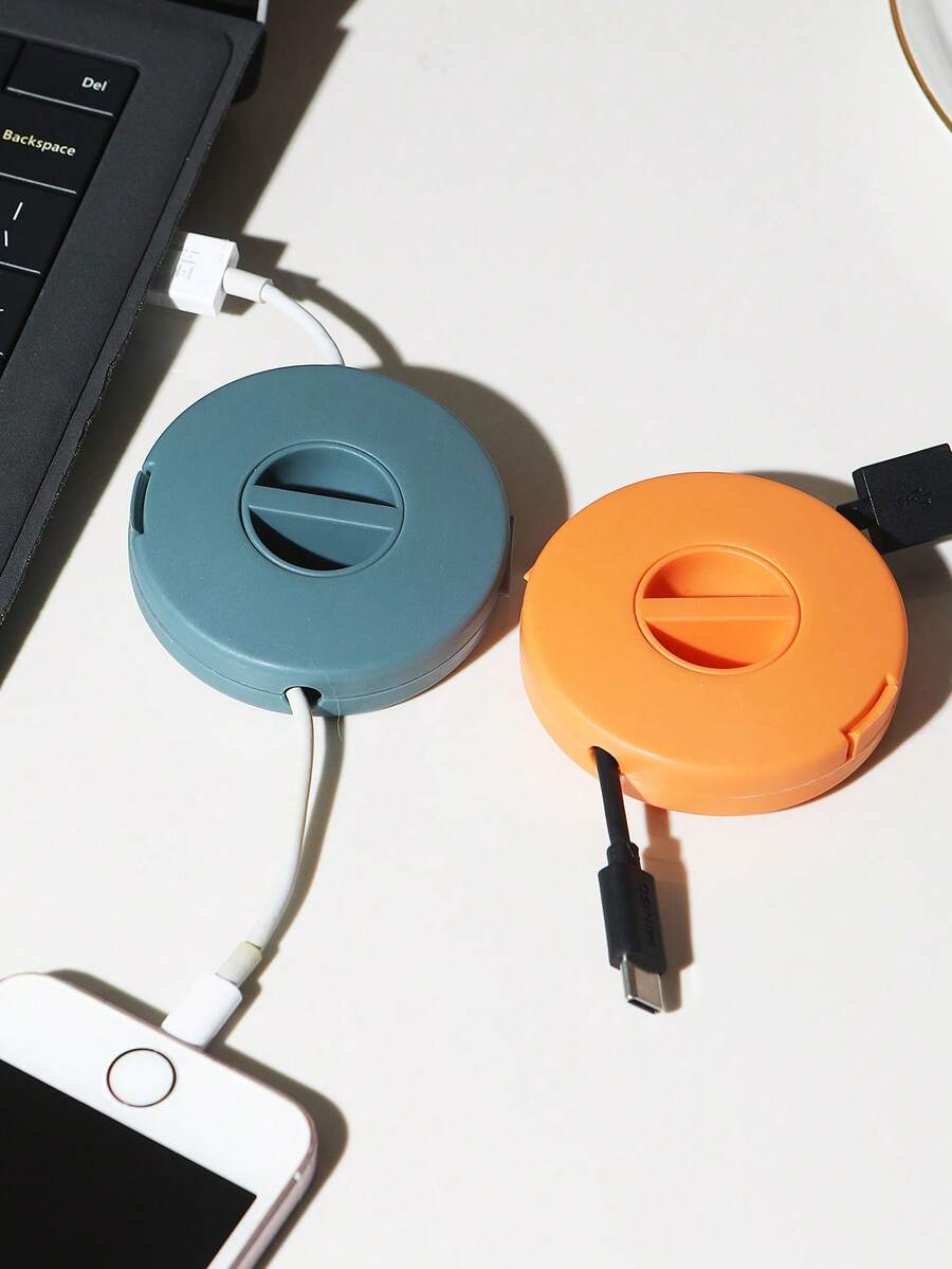 1 st bärbar laddningssladdhållare rund förvaringskabelvinda infällbar kabelhantering flexibel USB-kabelvinda