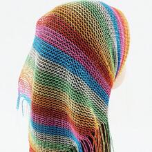 One-Piece Black Lace Embroidered Beaded Sequin Headscarf Elegant Hairband Mesh Triangle Square Scarf Headwrap Evening Hair Accessory - 黑色 - 查看 6