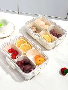 1Pc/Divided Serving Tray With Lid And Handle Divided Snack Box,Portable Snackle Box Snack Containers For Charcuterie, Party,Veggies, Snack, Fruit, Nuts, Candy, Chip, Entertaining, Picnic - White - View 8