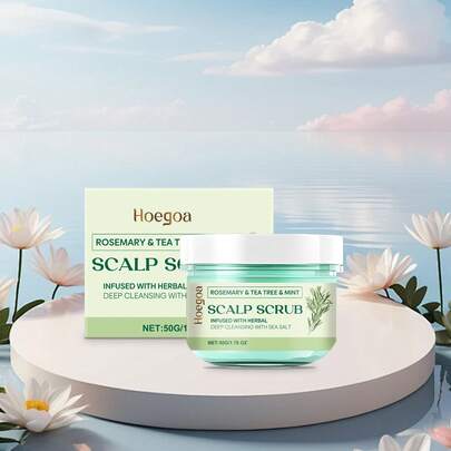 50克迷迭香、茶树和薄荷去屑洗发水 - 海盐深层清洁，草本香氛，清爽舒缓头皮