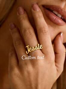 Anillo con nombre personalizado, joyería personalizada, anillo ajustable de acero inoxidable dorado/plateado, regalo de pareja - Anillo soldado en oro 1 - Ver 3