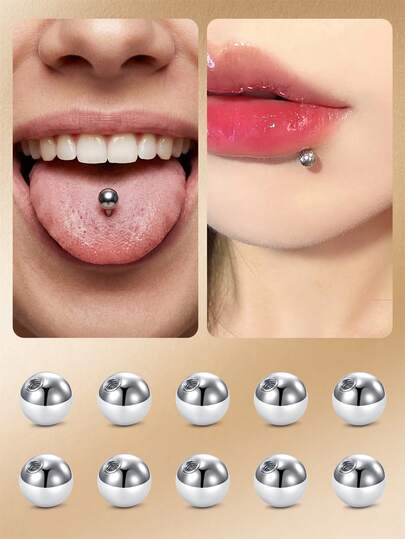 CIZME 10 piezas de bolas de acero inoxidable 316L con rosca externa de 14G y 16G para reemplazo de joyas de perforación, barra industrial, lengua, pezón, ombligo y anillos de perforación de botón del vientre, de 3 mm y 5 mm