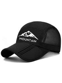 1顶纯色山峰字母印花棒球帽，涤纶速干网眼帽，百搭日常佩戴，适合作为圣诞节、母亲节、父亲节、教师节、生日礼物送给家人、朋友、男友/女友。 - 彩色 - 查看 2