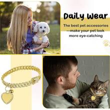 Bộ 2 vòng cổ hình trái tim đính đá sang trọng cho mèo/chó, thanh lịch và bắt mắt, bền và dễ đeo, thiết kế có thể điều chỉnh, phù hợp cho cả mèo và chó. - Nhiều màu - Xem 5