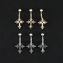 1 chiếc khuyên rốn hình thánh giá đính đá Zirconia thời trang, kiểu dáng gợi cảm và dễ thương dành cho phụ nữ mùa hè. - Nhiều màu - Xem 4
