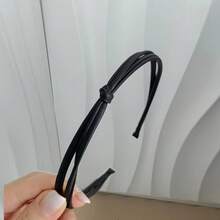 Diadema delgada con nudo de cuero sintético PU, accesorio de cabello simple y versátil - marrón - Ver 9