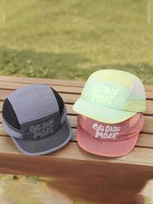 1顶男女通用韩版夏季速干字母印花棒球帽，短帽檐运动帽 - 灰色 - 查看 11