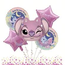 Bộ trang trí bóng bay chủ đề Stitch, bao gồm bóng bay Lilo & Stitch bằng giấy bạc, thích hợp cho tiệc sinh nhật công chúa, tiệc độc thân, hoặc làm phông nền chụp ảnh. - Như hình minh họa. - Xem 9