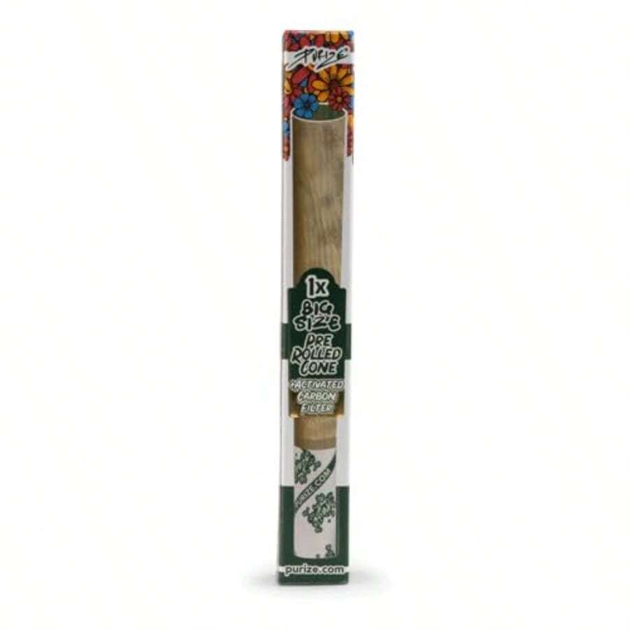 PURIZE® - Pre Rolled Cone Big Size 140mm Longpaper - Extra-Large Pre-Rolled Conical Tube With BIG Size Activated Carbon Filter 14mm - Ideal For Sharing With Friends - Unbleached And Neutral In Taste - As Pic - View 1