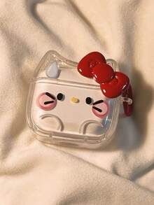 SANRIO 1个可爱红色蝴蝶结小猫+红色按钮蓝牙保护壳 - 無色 - 查看 3