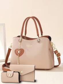 Elegant Embroidered Women's Handbag - With Detachable Shoulder Strap, Zipper Closure, Golden Hardware, Everyday Elegance | Handbag | Detachable Strap - Black - View 6