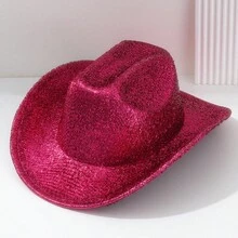 1PC Men's And Women's Unisex Rhinestone Tassel Distressed Shiny Cowboy Hat, Novelty Fun Punk Style Wide Brim Hat Bridesmaid Hat Bride Hat Gift Hat Cowgirl Hat, Suitable For Parties, Western Themed Events, Gatherings, Engagement Parties, Cosplay, Graduation Ceremonies, Masquerade Balls, Festivals, Weddings, Birthday Celebrations, Music Festivals, Coming-Of-Age Ceremonies - Solid Color - View 9