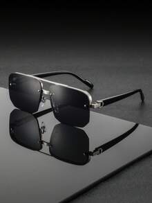 一副男士金属多边形双梁半框眼镜，欧美经典休闲商务风格，适合日常通勤 - 彩色 - 查看 13