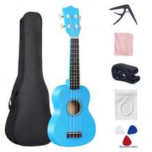 Đàn Ukulele gỗ 21 inch, màu gỗ tự nhiên, bộ dành cho người mới bắt đầu, kèm túi đựng, miếng gảy và dây đàn dự phòng. - Nhiều màu - Xem 10