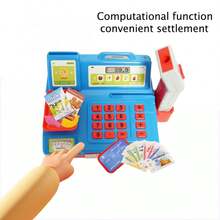 适合3岁以上儿童的玩具收银机，女孩角色扮演收银员玩具，逼真的收银台玩具套装（不含电池） - 彩色 - 查看 2