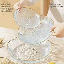 新款高端冰川图案塑料水果盘，轻巧奢华零食托盘，适用于家庭、酒店和客厅 - 白色 - 查看 5