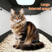 Ultra Large Top Entry Enclosed Cat Litter Box, Space-Saving Foldable Design With Pull-Out Drawer & Anti-Splash Lid, Odor Control Leak-Proof Cat Toilet, Easy Clean Portable Litter Tray With Skylight & Scoop For Indoor Cats - one-size - View 7