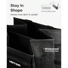 Trunk Organizer - Car Organizer Foldable Trunk Organizer For SUVs And Sedans Sturdy Car Organization For Car Accessories Tools Sundries Black 2 Compartments 21.3"*12.6"*10.6" - Black - View 5