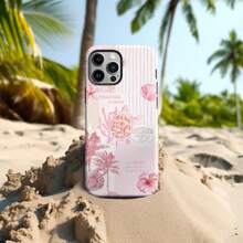 Pink Y2K Collage Phone Case With Sea Turtle & Shell Aesthetic, Summer Beach Style, Compatible With IPhone 17 16 15 14 13 Pro Max Plus 12 11 And Galaxy S24 S25 S26 Plus Ultra - Pink - View 4