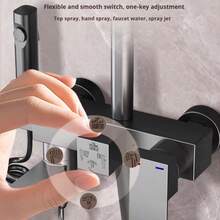 High Flow Shower Head With 4 Adjustable Spray Modes, Multifunctional Bathroom Shower Set - Grey - View 2