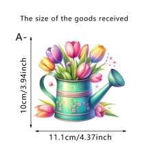 1/2 Pc Creative Tulip Flower Bouquet Switch Sticker, Pastoral Watering Can Wall Sticker, Suitable For Living Room, Bedroom, Bathroom, Kitchen Home Decor, Switch Decorative Sticker - Multicolor - View 12