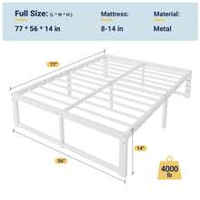 Allewie Twin/Ful/Queen/King Size Bed Frame, 14 Inch Metal Platform Bed Frame With 4000LBS Heavy Duty Steel Slats Support, Noise Free, Easy Assembly, No Box Spring Needed, White - trắng - Xem 9