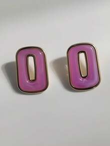 2件套时尚双色云朵几何方形耳环 - 彩色 - 查看 7