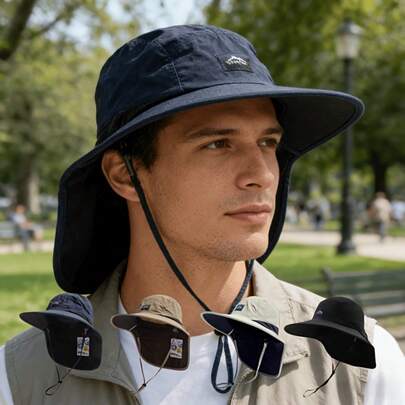 1顶带颈部遮挡的遮阳帽，男女通用，适合户外徒步、露营、钓鱼等各种场合，是情人节、生日、送给家人、朋友、同事、圣帕特里克节、复活节的理想礼物。