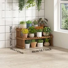 Wooden Ladder Plant Stand, Rectangular Multi-Tier Flower Pot Rack With Garden Storage Box, Indoor Decorative Succulent Plant Holder - A - View 5