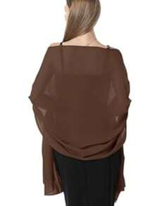 Chiffon Shawl Scarf Suitable For Bride Wedding Party Evening Dress And Special Occasion Attire - Brown - View 5