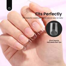 Beetles Soft Gel Nail Tips Short Almond 288pcs In 12 Sizes, Etch-X Pre-Etched Full Cover Acrylic Fake Nails Art - Square Short 576pcs (Etch X Nail Tips) - View 6