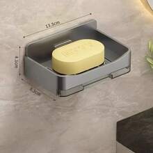 1 khay đựng xà phòng treo tường, không cần khoan lỗ, nhiều tầng bằng nhựa dùng cho phòng tắm và giặt giũ, dung tích lớn, thiết kế thoát nước cho vòi sen và ban công, phụ kiện phòng tắm | Giá đựng xà phòng hiện đại | Nhựa bền, kệ đựng xà phòng - nhiều màu - Xem 5