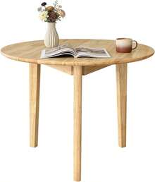 QLLY Runder Esstisch Massivholz Esstisch, Küchentisch Holztisch, Flache Beine (Natur, 31,49/ 80cm 8GAH - Beige-rund - Übersicht 1