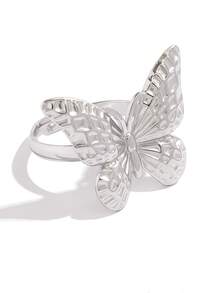 Frminee 2pcs/1pc Summer Butterfly 18k Gold Plated Stainless Steel Ring, Cute Insect Animal, Waterproof, Time For Daily Wear, Holiday Gift - Multicolor - View 8