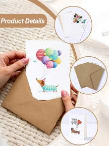 12张可爱腊肠犬生日贺卡,带信封,适合婴儿派对装饰、宠物生日派对用品、小狗生日装饰、送给孩子、朋友和爱狗人士的生日礼物 - 臘腸狗 - 查看 10