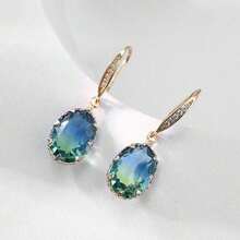 1pc Cubic Zirconia Drop Earrings Copper Jewelry - 淺藍色 - 查看 5