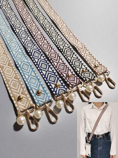 复古菱形图案可调节挂绳，女士长款斜挎肩带，多功能户外包带，手机壳挂绳