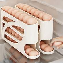 1PC Rolling Egg Rack - Space-Saving Side-Door Design, Can Hold 30 Eggs, Smooth And Glossy Finish, Convenient Handle, Suitable For Kitchen And Refrigerator Storage |     Modern Kitchen Accessories |     Durable Plastic Material - Trứng trắng, 1 gói (30 quả trứng mỗi gói) - Xem 1