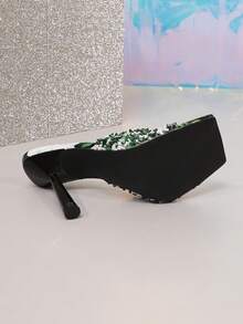 Fashionable Women's High Heel Rhinestone Sandals - Green - View 4