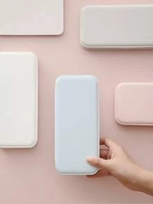 1pc Macaron Style Plastic Minimalist INS Multifunctional Storage Box, Handmade DIY Matte Stationery Pouch, Suitable For School And Office Use, Student Supplies, Back To School Season Office Desk Accessories Desk Accessories Office Supplies Office Accessories - Rectangle - View 3