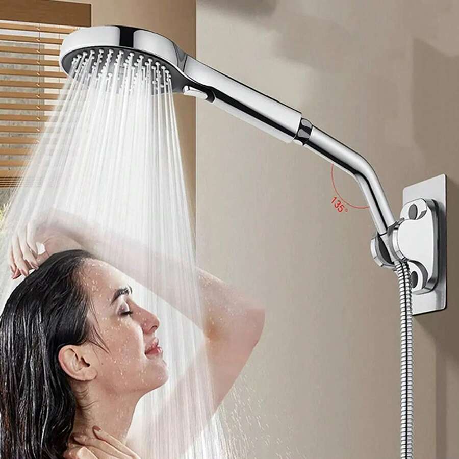 1pc Shower Head Elbow Adapter, Adjustable Shower Arm Extension For Handheld To Overhead Shower Conversion, Stainless Steel Swivel Connector, Easy Installation For Shower Head Upgrade