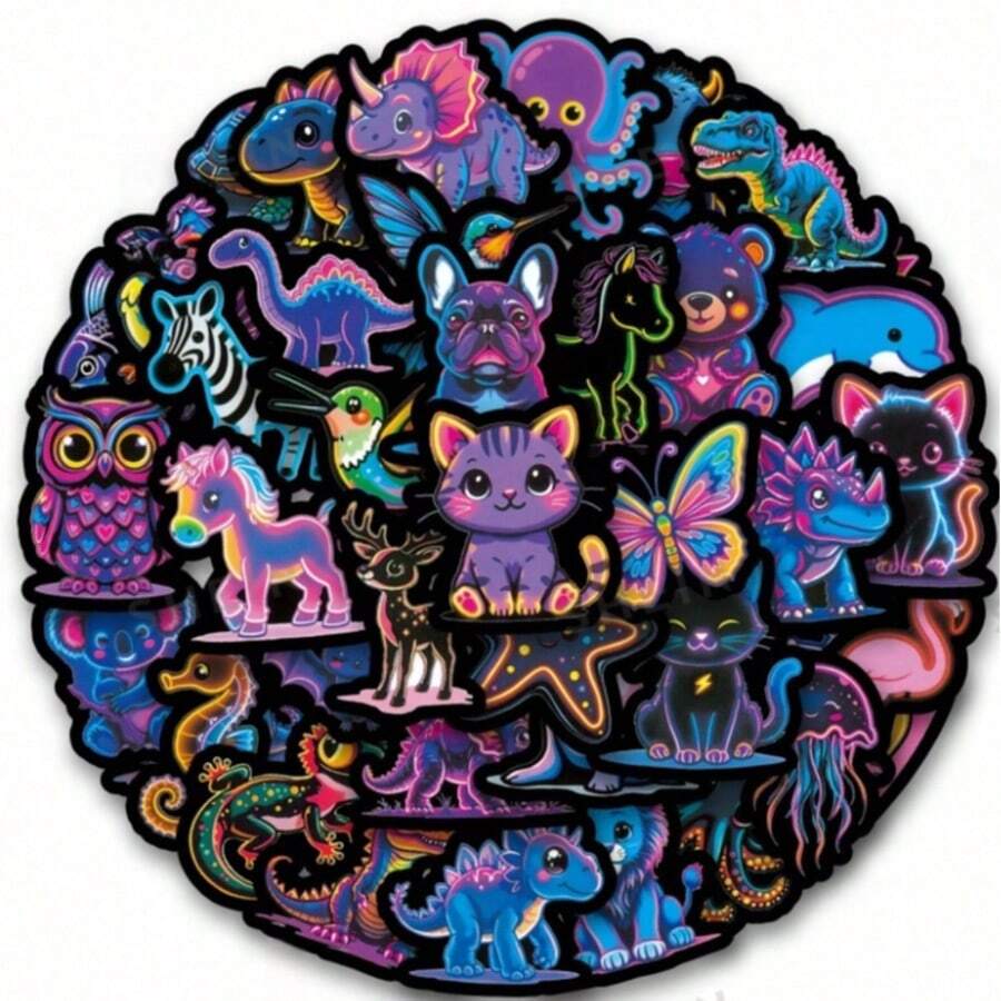 Animal Pattern Vinyl Stickers, Beautiful And Practical, Suitable For Planner, Notebook, Bumper, Skateboard, Water Bottle, Helmet, Mug, Car, Etc. - Multicolor - View 1